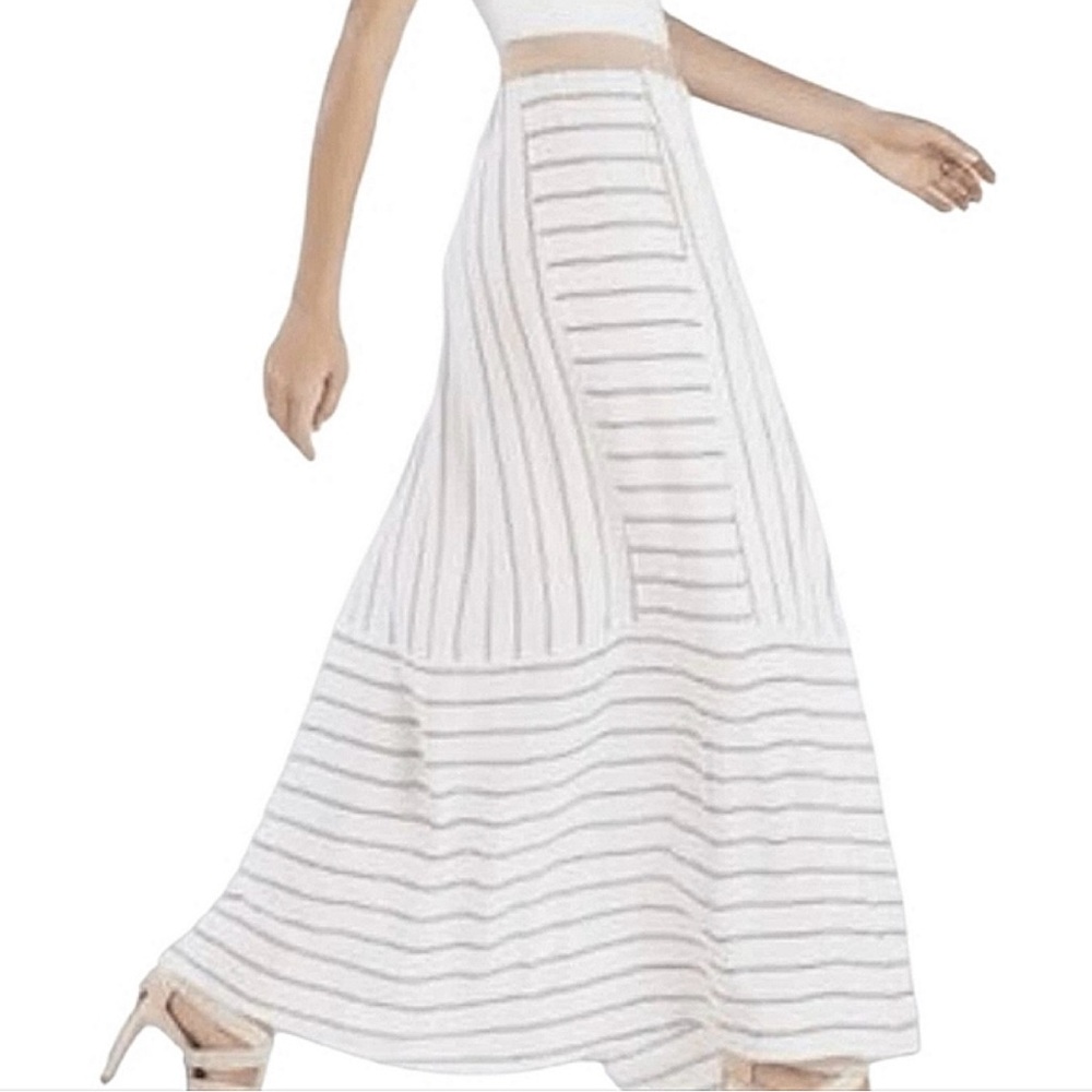BCBGMaxAzria Striped A-Line Maxi Skirt Size Small